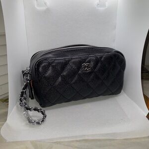 Chanel Black Quilted Cosmetic Bag